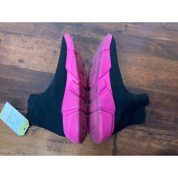 Balenciaga Black Knit Sock Speed Trainers Pink Platform Sole Sneakers, Size 10 - Picture 6 of 7